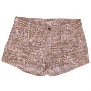 H&M Shorts Tan White Aztec Print Size 8